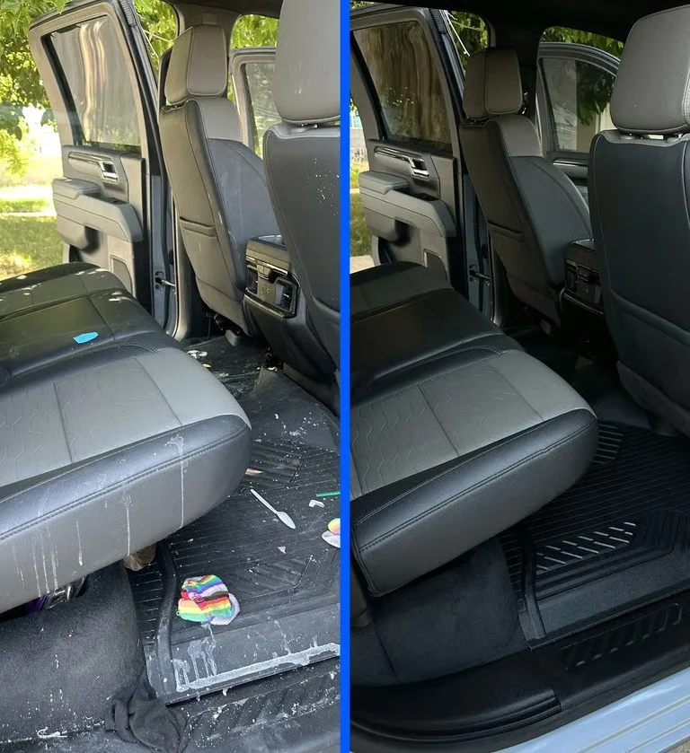 Before and after rear interior cleaning